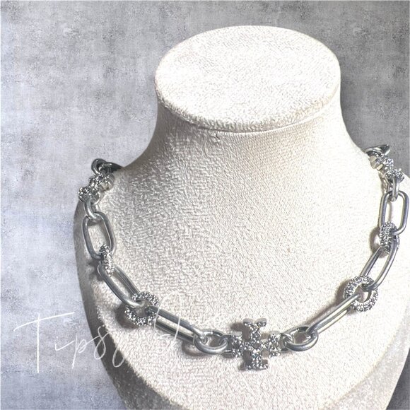 Tory Burch Jewelry - NEW Tory Burch Silver and Pave Roxanne Chunky Necklace